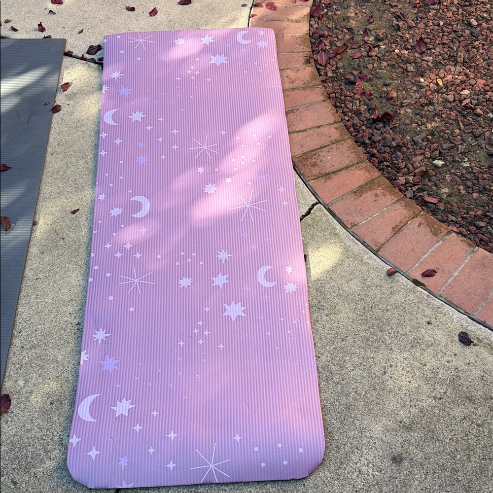 Purple Yoga Mat with Star and Moon Design